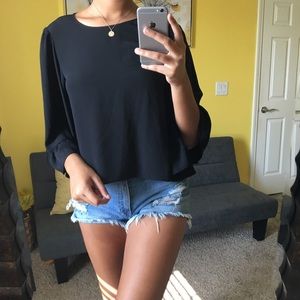 Black, long sleeved blouse